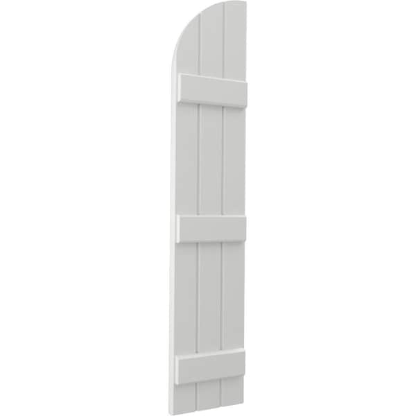 Ekena Millwork Americraft 3-Board (3 Batten) Wood Joined Board-n-Batten Shutters w/ Arch Top, ARW401BQ311X39STH, PR - ARW401BQ311X39STH