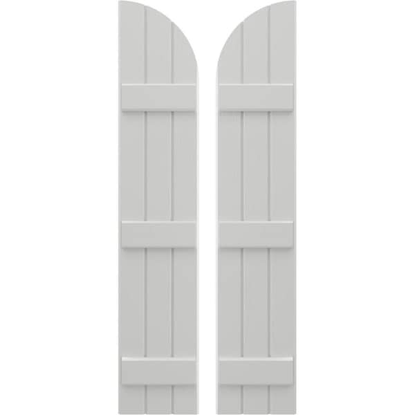Ekena Millwork Americraft 3-Board (3 Batten) Wood Joined Board-n-Batten Shutters w/ Arch Top, ARW401BQ311X39STH, PR - ARW401BQ311X39STH