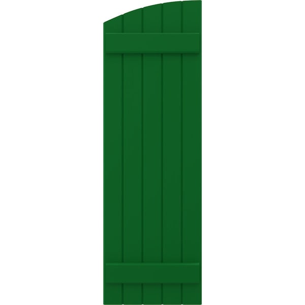 Ekena Millwork Americraft 5-Board (2 Batten) Wood Joined Board-n-Batten Shutters w/Ellipt Top, ARW101BE518X77HGH, PR - ARW101BE518X77HGH