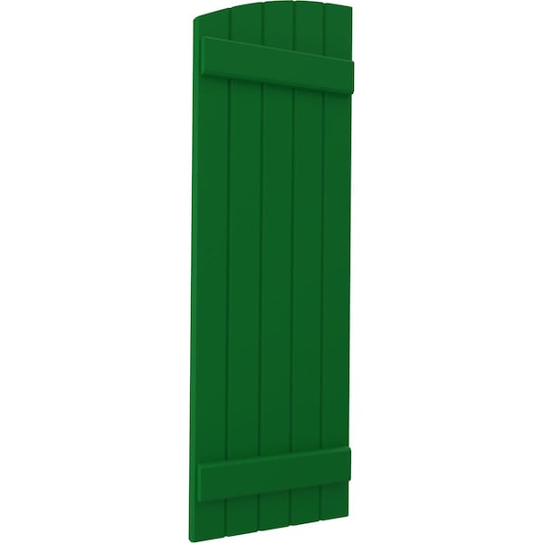 Ekena Millwork Americraft 5-Board (2 Batten) Wood Joined Board-n-Batten Shutters w/Ellipt Top, ARW101BE518X77HGH, PR - ARW101BE518X77HGH