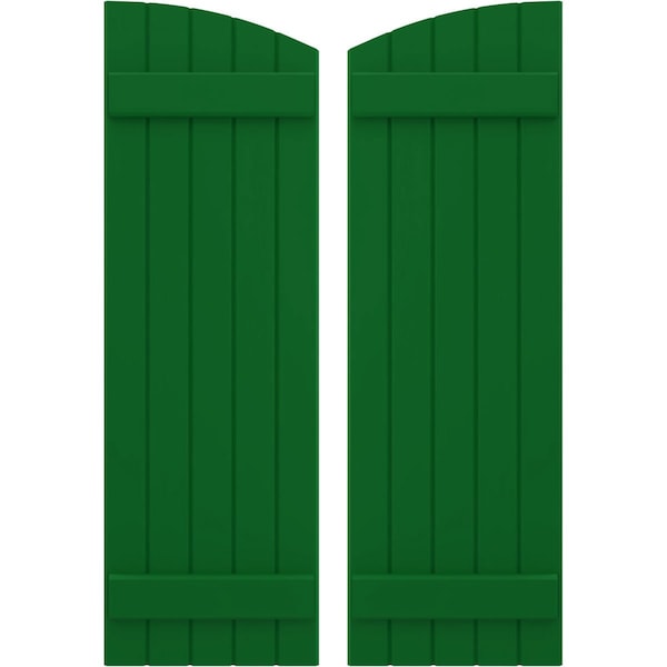 Ekena Millwork Americraft 5-Board (2 Batten) Wood Joined Board-n-Batten Shutters w/Ellipt Top, ARW101BE518X77HGH, PR - ARW101BE518X77HGH