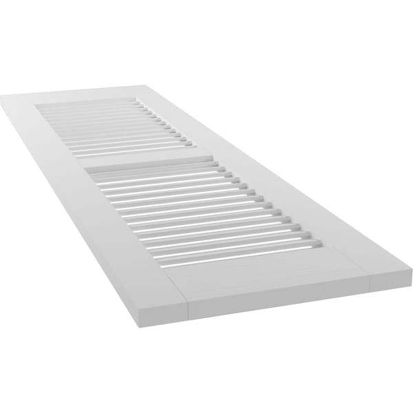 Ekena Millwork 12W x 68H Americraft Two Equal Louver Exterior Real Wood Shutters, White, PR - RW101LV12X68WHH