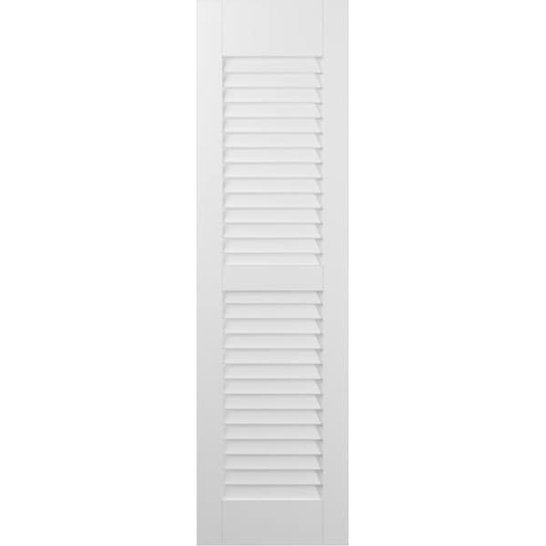 Ekena Millwork 12W x 68H Americraft Two Equal Louver Exterior Real Wood Shutters, White, PR - RW101LV12X68WHH