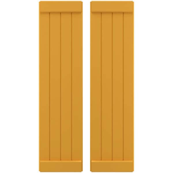 Ekena Millwork Americraft 4-Board Exterior Wood Joined Board-n-Batten Shutters w/ End Batten, ARW103BB414X42TUH, PR - ARW103BB414X42TUH