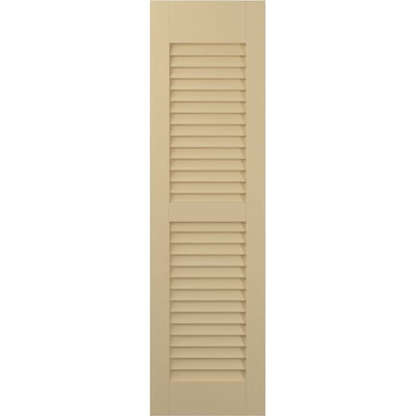 Ekena Millwork 15W x 73H Americraft Two Equal Louver Exterior Real Wood Shutters, Natural Twine, PR - RW101LV15X73NTH