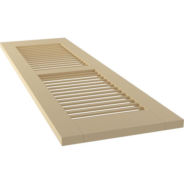 Ekena Millwork 15W x 73H Americraft Two Equal Louver Exterior Real Wood Shutters, Natural Twine, PR - RW101LV15X73NTH