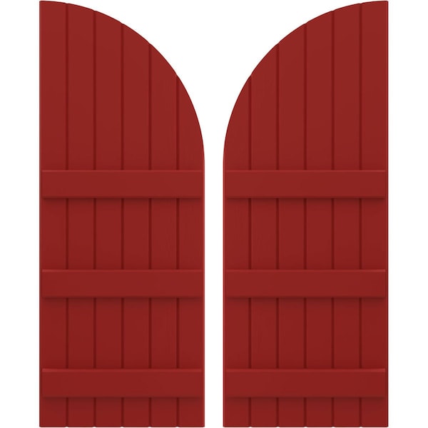 Ekena Millwork Americraft 6-Board (3 Batten) Wood Joined Board-n-Batten Shutters w/ Arch Top, ARW401BQ621X59BRH, PR - ARW401BQ621X59BRH