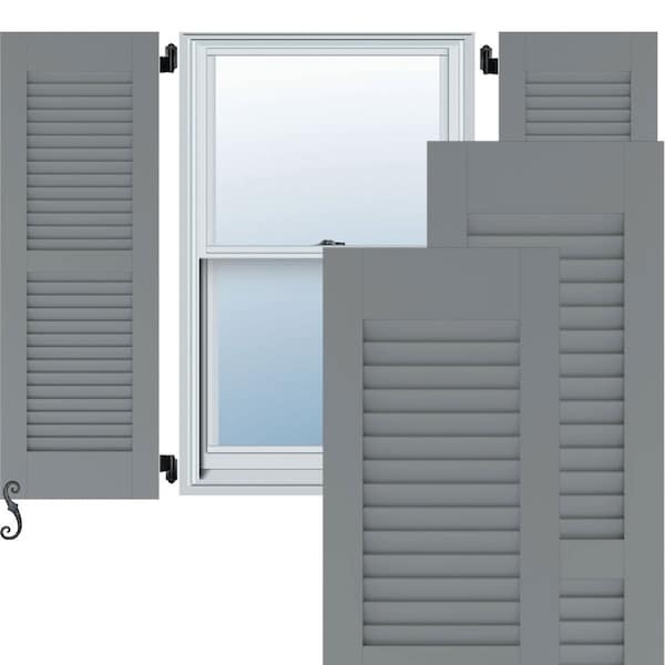 Ekena Millwork 12W x 76H Americraft Two Equal Louver Exterior Real Wood Shutters, Ocean Swell, PR - RW101LV12X76CHH
