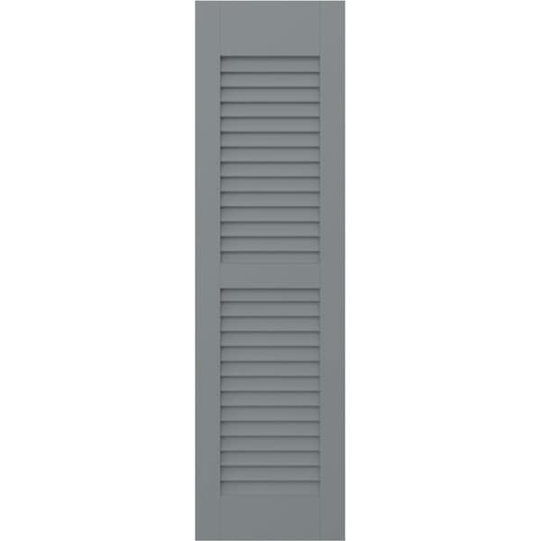 Ekena Millwork 12W x 76H Americraft Two Equal Louver Exterior Real Wood Shutters, Ocean Swell, PR - RW101LV12X76CHH