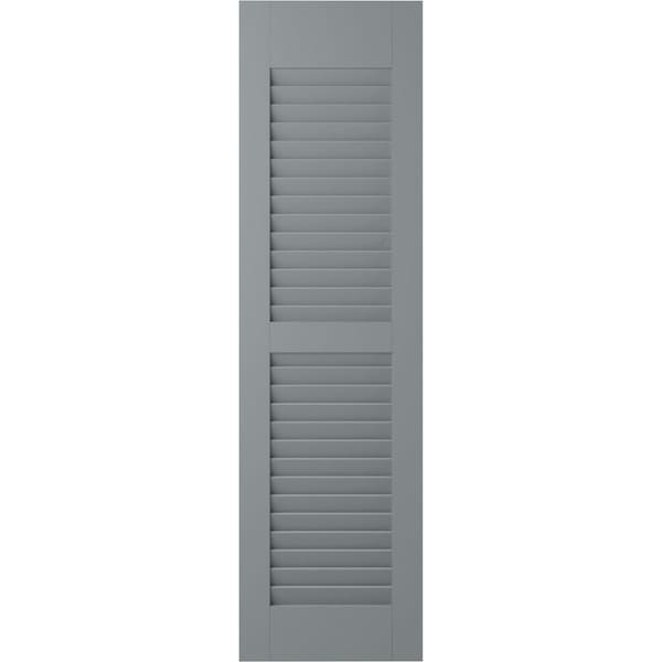Ekena Millwork 12W x 76H Americraft Two Equal Louver Exterior Real Wood Shutters, Ocean Swell, PR - RW101LV12X76CHH