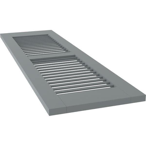 Ekena Millwork 12W x 76H Americraft Two Equal Louver Exterior Real Wood Shutters, Ocean Swell, PR - RW101LV12X76CHH