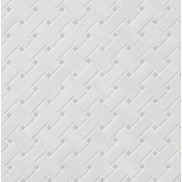 Msi White And Gray Matte SAMPLE Basketweave Porcelain Mosaic Tile - ZOR-MD-0413-SAM