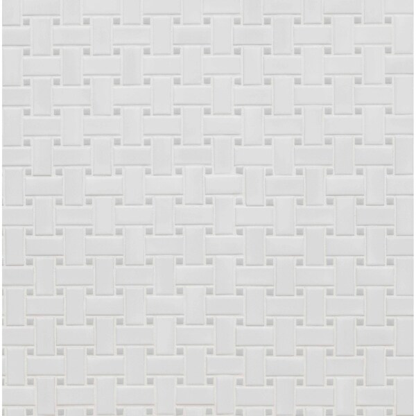 Msi White And Gray Matte SAMPLE Basketweave Porcelain Mosaic Tile - ZOR-MD-0413-SAM