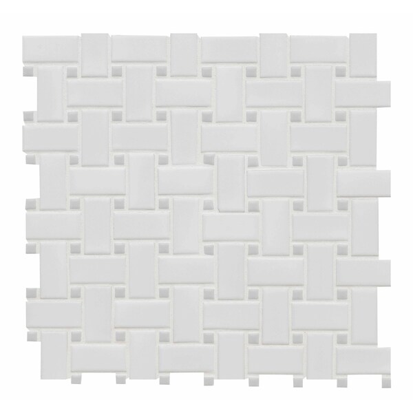 Msi White And Gray Matte SAMPLE Basketweave Porcelain Mosaic Tile - ZOR-MD-0413-SAM