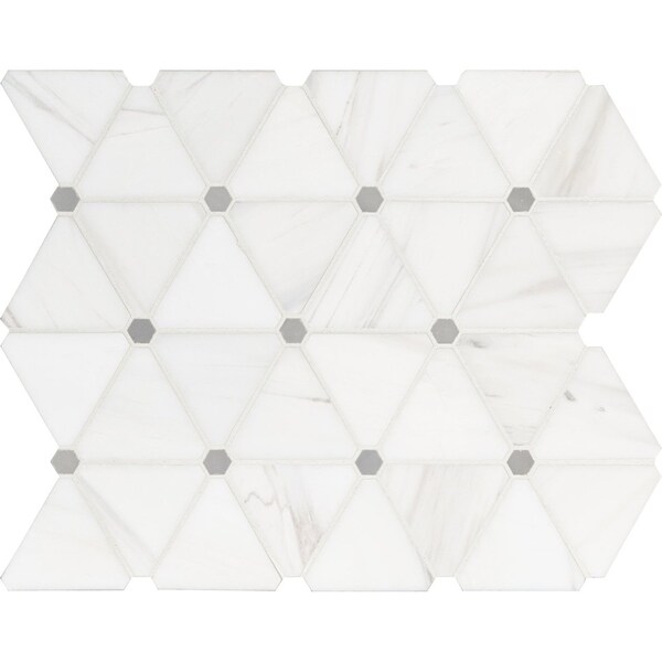 Msi Bianco Dolomite Pinwheel SAMPLE Polished Marble Mesh-Mounted Mosaic Tile - ZOR-MD-0512-SAM