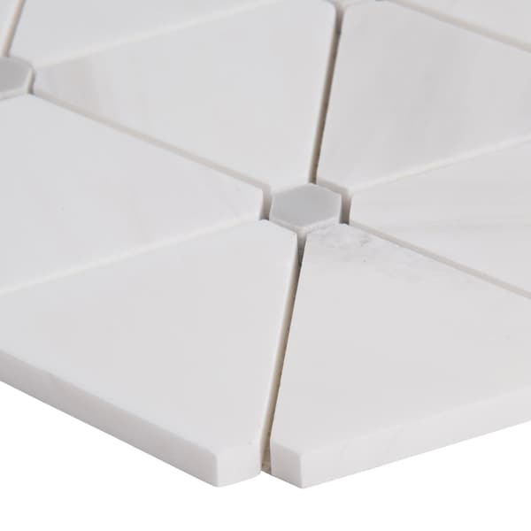 Msi Bianco Dolomite Pinwheel SAMPLE Polished Marble Mesh-Mounted Mosaic Tile - ZOR-MD-0512-SAM