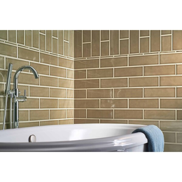 Msi Artisan Taupe SAMPLE Glossy Ceramic Brown Subway Tile - ZOR-MD-T-0129-SAM