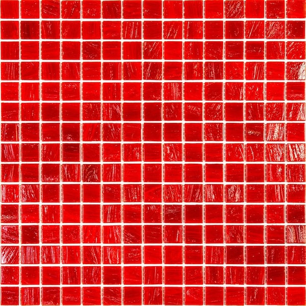 Apollo Tile Celestial 12 in. x 12 in. Glossy Scarlet Red Glass Mosaic Wall and Floor Tile 20 sqft/case, 20PK - APLST88RD214A