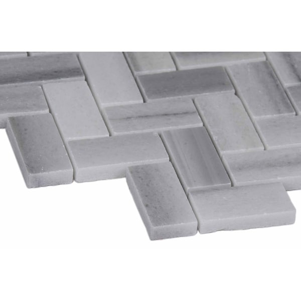 Msi Bergamo Herringbone SAMPLE Polished Marble Mesh-Mounted Mosaic Tile - ZOR-MD-0432-SAM