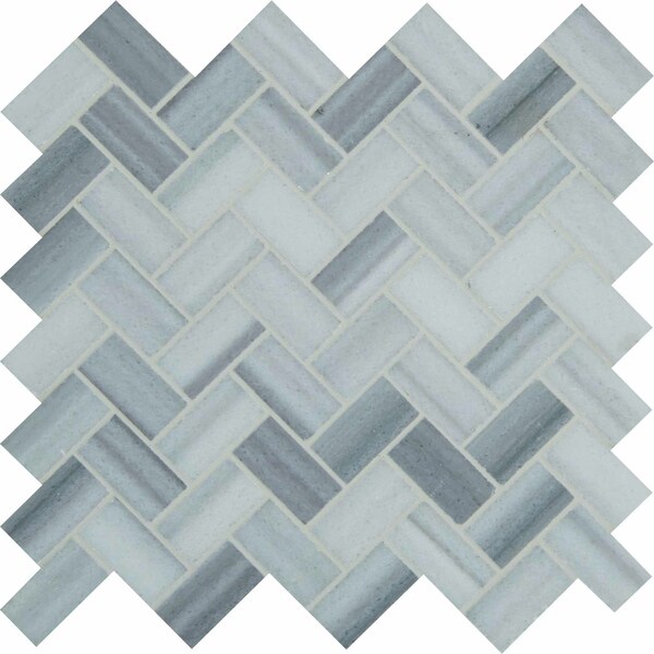 Msi Bergamo Herringbone SAMPLE Polished Marble Mesh-Mounted Mosaic Tile - ZOR-MD-0432-SAM
