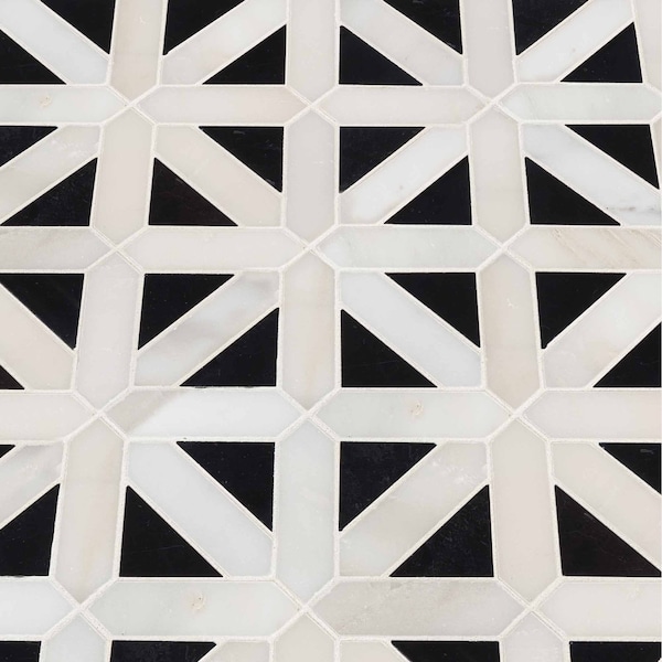 Msi Retro Fretwork SAMPLE Polished Marble Mesh-Mounted Mosaic Tile - ZOR-MD-0151-SAM