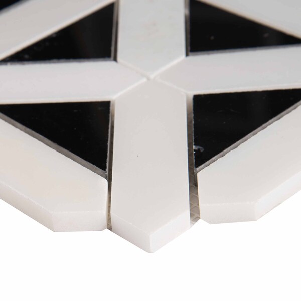 Msi Retro Fretwork SAMPLE Polished Marble Mesh-Mounted Mosaic Tile - ZOR-MD-0151-SAM