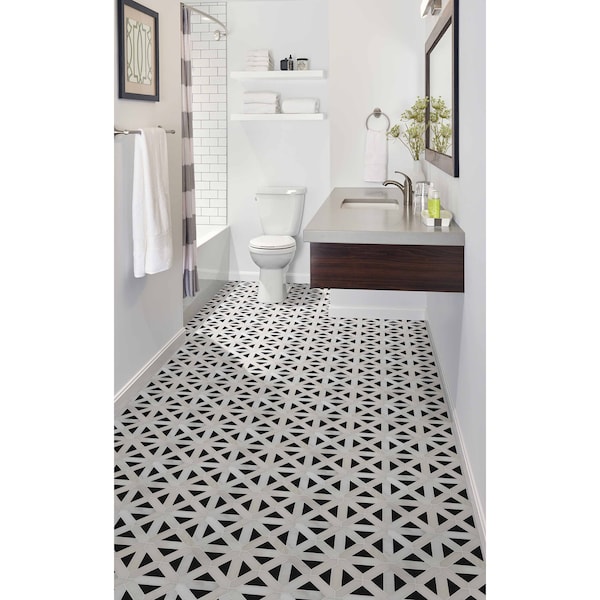 Msi Retro Fretwork SAMPLE Polished Marble Mesh-Mounted Mosaic Tile - ZOR-MD-0151-SAM