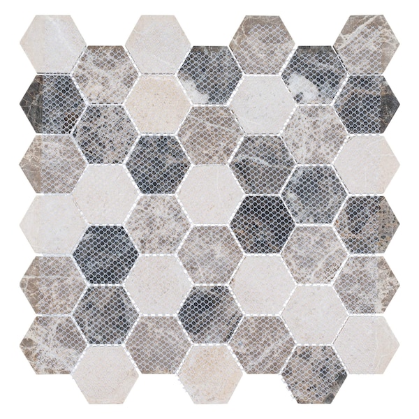 Andova Tiles ANDOVA TILES Channing 2" x 2" Marble Honeycomb Mosaic Floor Use Tile - ANDCHA124