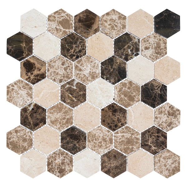 Andova Tiles ANDOVA TILES Channing 2" x 2" Marble Honeycomb Mosaic Floor Use Tile - ANDCHA124