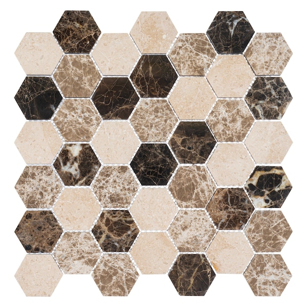 Andova Tiles ANDOVA TILES Channing 2" x 2" Marble Honeycomb Mosaic Floor Use Tile - ANDCHA124