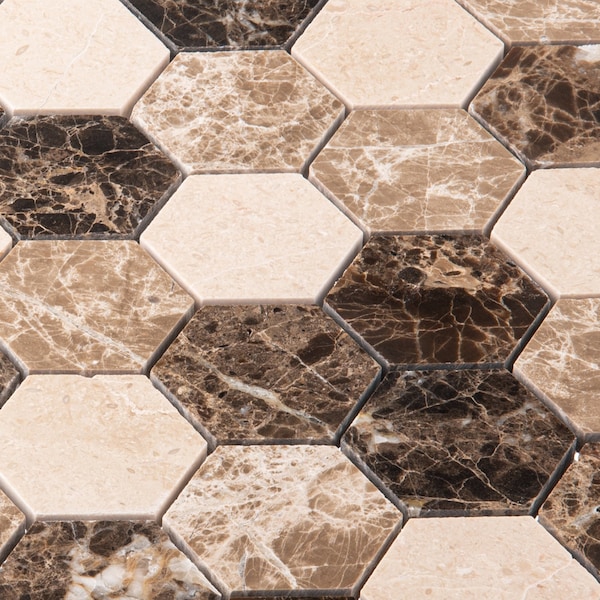Andova Tiles ANDOVA TILES Channing 2" x 2" Marble Honeycomb Mosaic Floor Use Tile - ANDCHA124
