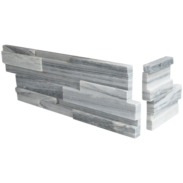 Msi Alaska Gray 3D Ledger Corner SAMPLE Honed Marble Wall Tile - ZOR-PNL-0013-SAM