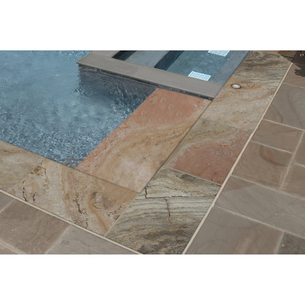 Msi Porcini 12 In. X 24 In. Brushed Travertine Pool Coping - ZOR-LSC-0016