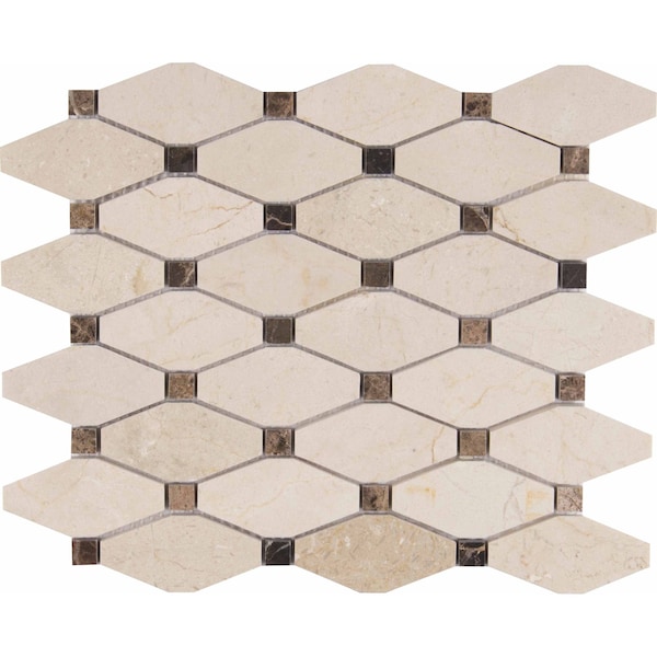 Msi Valencia Blend Elongated Octagon SAMPLE Polished Marble Mesh-Mounted Mosaic Tile - ZOR-MD-0463-SAM