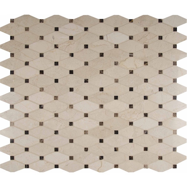 Msi Valencia Blend Elongated Octagon SAMPLE Polished Marble Mesh-Mounted Mosaic Tile - ZOR-MD-0463-SAM