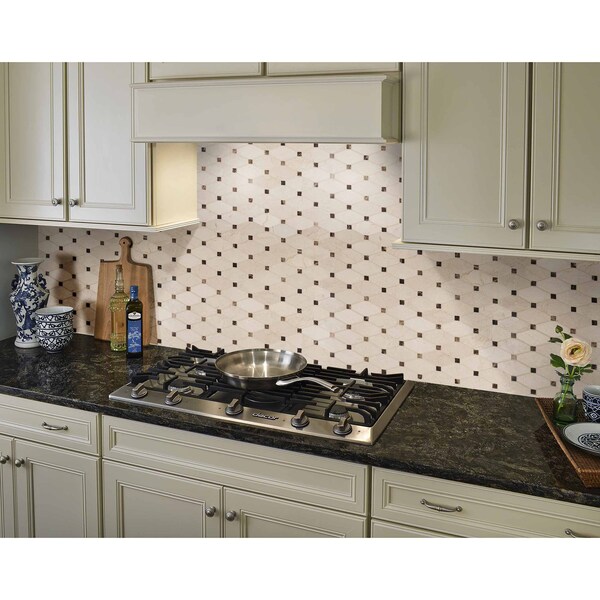 Msi Valencia Blend Elongated Octagon SAMPLE Polished Marble Mesh-Mounted Mosaic Tile - ZOR-MD-0463-SAM