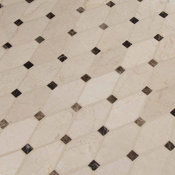 Msi Valencia Blend Elongated Octagon SAMPLE Polished Marble Mesh-Mounted Mosaic Tile - ZOR-MD-0463-SAM