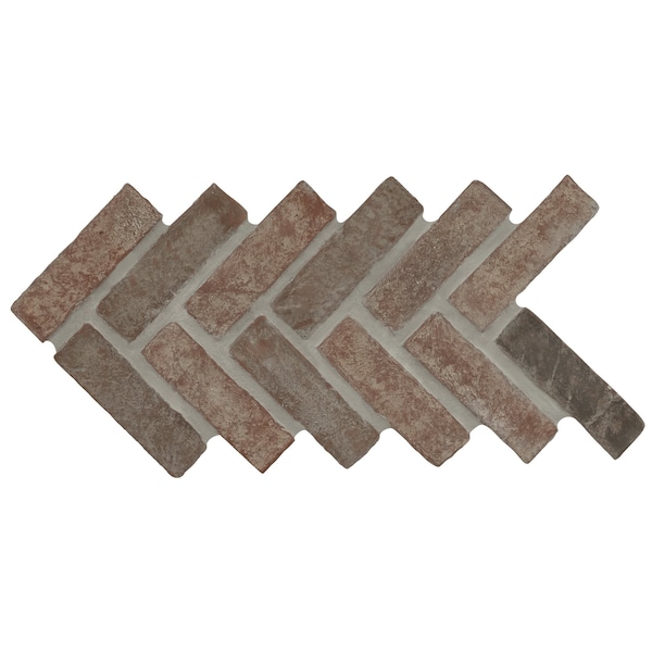Msi Noble Red Clay Brick 125  W x 255  L Tumbled herringbone Mosaic Sheet Floor AndWall Tile 5PK - ZOR-MD-0537