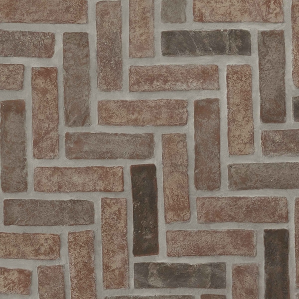 Msi Noble Red Clay Brick 125  W x 255  L Tumbled herringbone Mosaic Sheet Floor AndWall Tile 5PK - ZOR-MD-0537