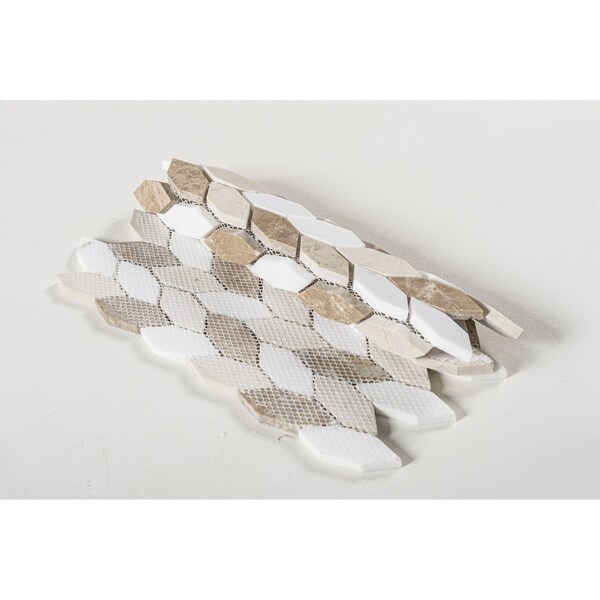 Andova Tiles SAMPLE Channing Elongated Hex  1 x 25 Marble Honeycomb Mosaic Wall  Floor Tile - SAM-ANDCHA135