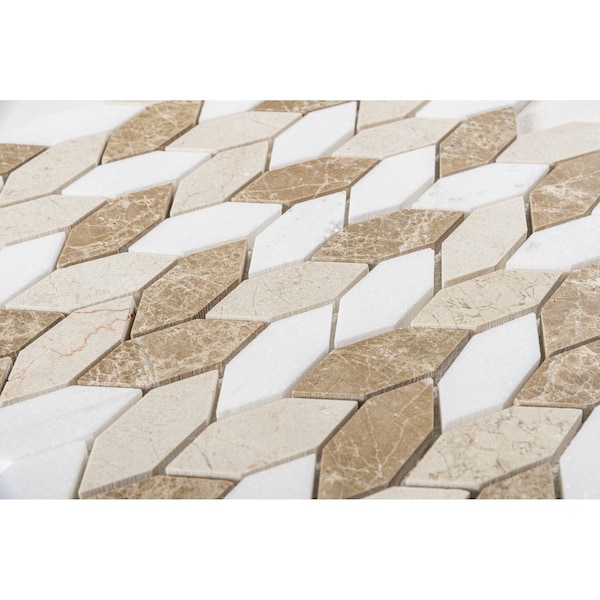 Andova Tiles SAMPLE Channing Elongated Hex  1 x 25 Marble Honeycomb Mosaic Wall  Floor Tile - SAM-ANDCHA135