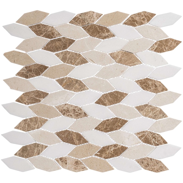 Andova Tiles SAMPLE Channing Elongated Hex  1 x 25 Marble Honeycomb Mosaic Wall  Floor Tile - SAM-ANDCHA135