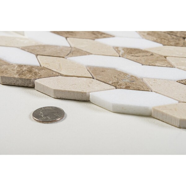 Andova Tiles SAMPLE Channing Elongated Hex  1 x 25 Marble Honeycomb Mosaic Wall  Floor Tile - SAM-ANDCHA135
