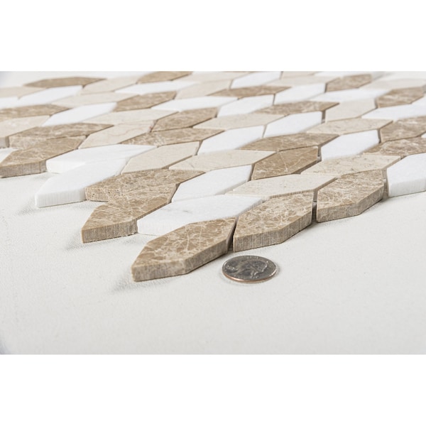 Andova Tiles SAMPLE Channing Elongated Hex  1 x 25 Marble Honeycomb Mosaic Wall  Floor Tile - SAM-ANDCHA135
