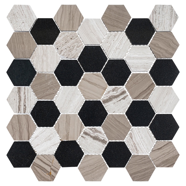 Andova Tiles ANDOVA TILES Channing 2" x 2" Marble Honeycomb Mosaic Floor Use Tile - ANDCHA123