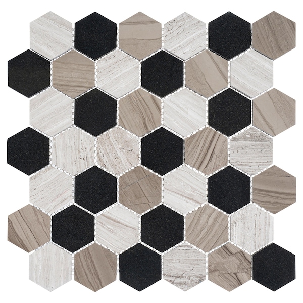 Andova Tiles ANDOVA TILES Channing 2" x 2" Marble Honeycomb Mosaic Floor Use Tile - ANDCHA123