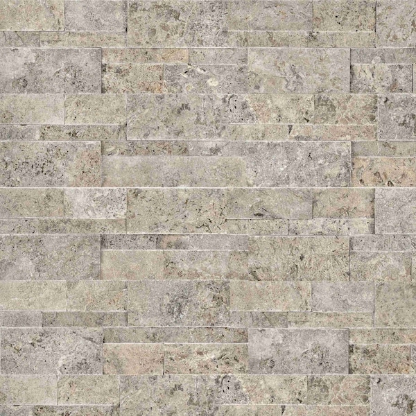 Msi Silver Travertine Splitface Ledger Panel 9'' x 24'' Travertine Wall Tile, 3PK - ZOR-PNL-0166