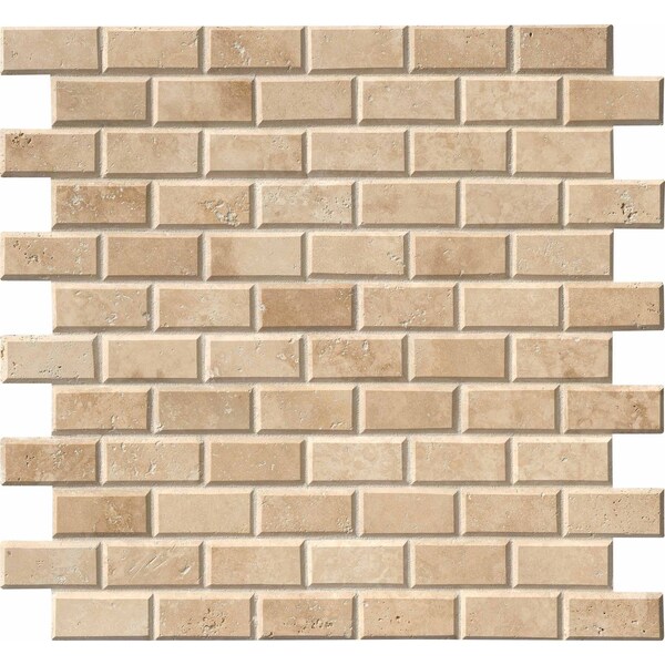 Msi Tuscany Ivory SAMPLE Honed Beveled Travertine Mesh-Mounted Mosaic Tile - ZOR-MD-0160-SAM