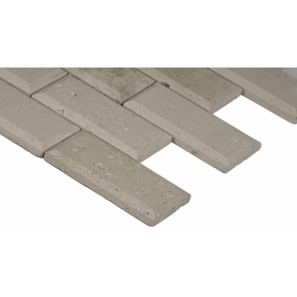 Msi Tuscany Ivory SAMPLE Honed Beveled Travertine Mesh-Mounted Mosaic Tile - ZOR-MD-0160-SAM