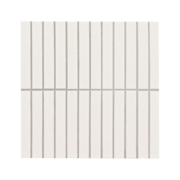 Msi White Matte Stacked 11.69 in x 11.54 in Matte Porcelain Mesh Mounted Mosaic Tile, 15PK - ZOR-MD-0596